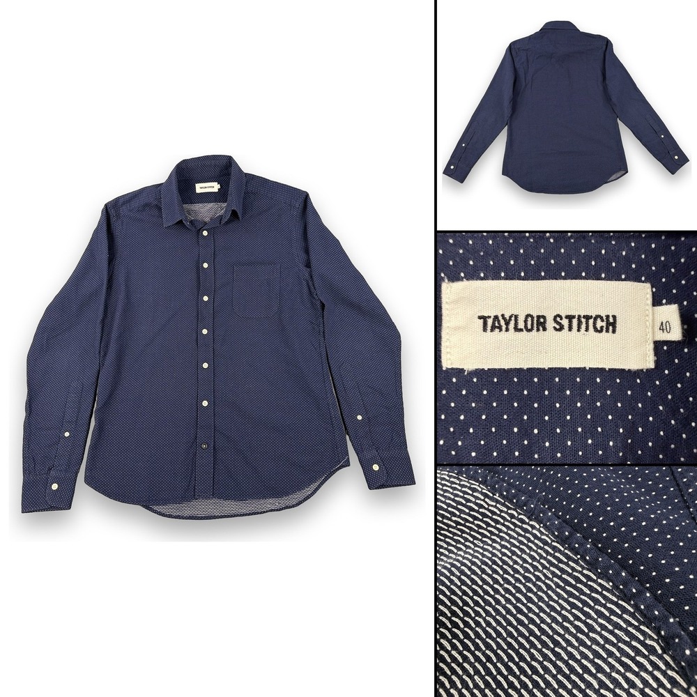 Taylor Stitch The California Shirt Size 40R (M) Woven Japanese Indigo Micro Dot